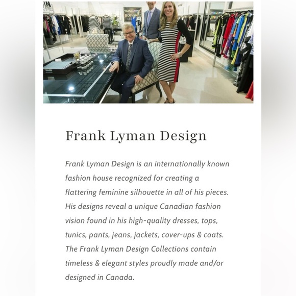 FRANK LYMAN Sheer Back Black & White Geometric Button Down Formal Blouse Sz S-M - Picture 9 of 11